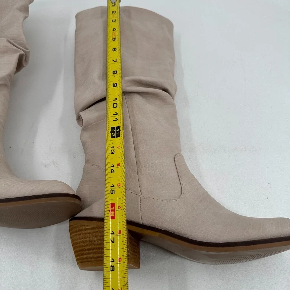 NEW Hey Girl by Corkys Shook WOMENS Beige Faux Leather Slouch Boots SIZE 10